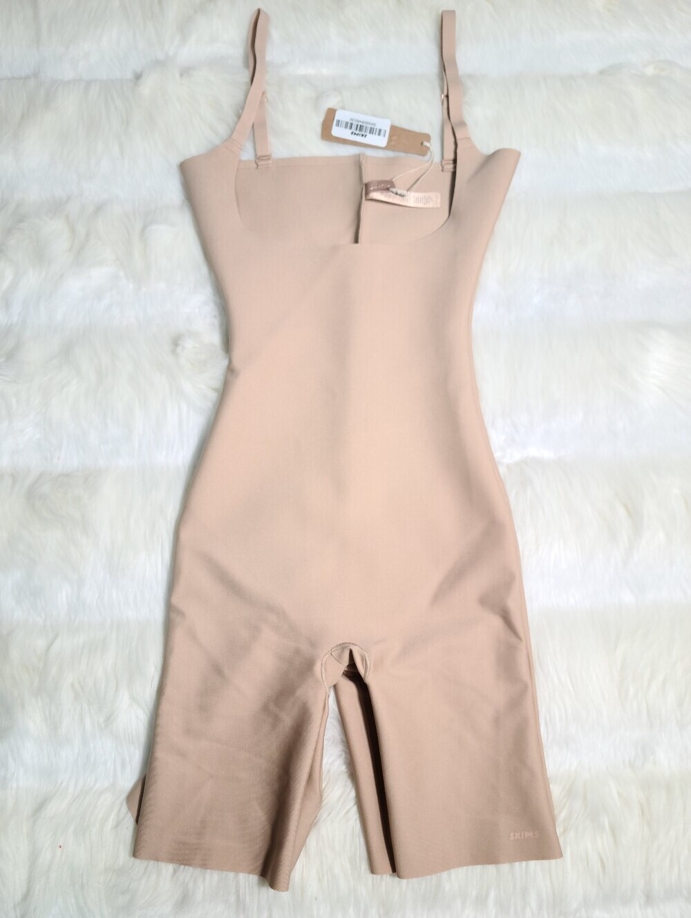 SKIMS Body Core Sculpt Open Bust Mid Thigh Bodysuit Tan Clay Small NEW
